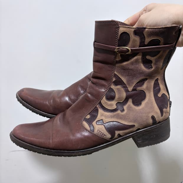 카모 레더 빈티지 앵클 부츠
