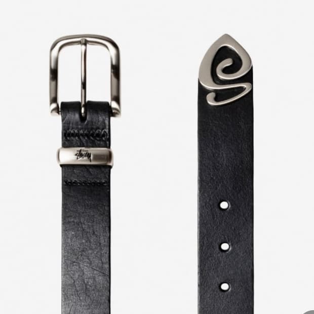 [L/XL] 스투시 메탈 S 팁 벨트 블랙