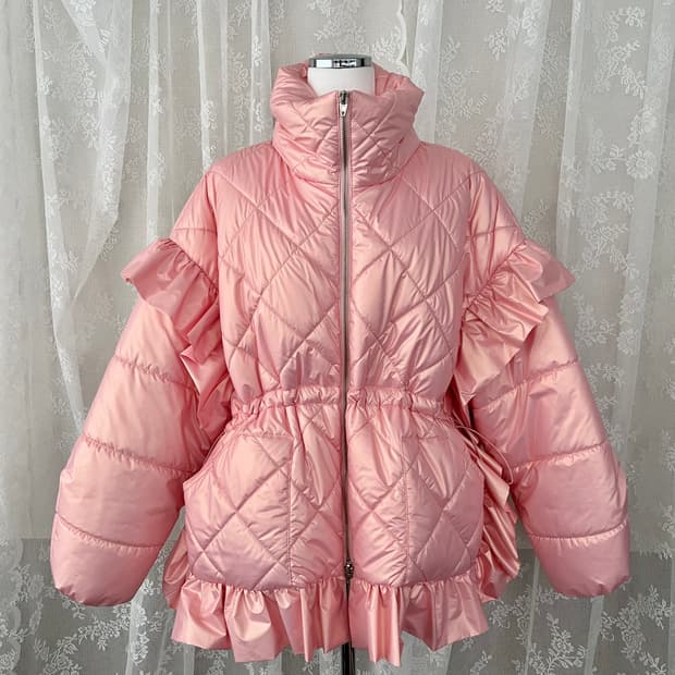 F) 워브먼트 WOVEMENT 필로우 퀼티드 숏 패딩 핑크