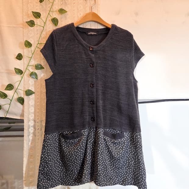 도트 포인트 반팔 니트 원피스