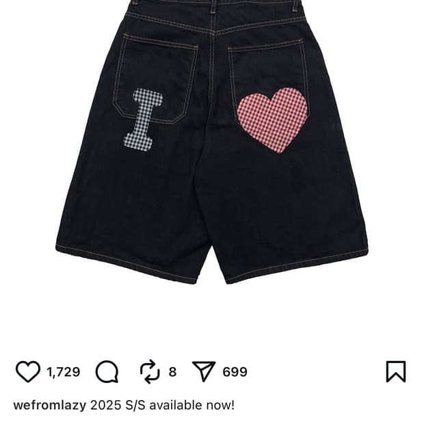 Wefromlazy i love 체크 패턴 버뮤다 팬츠