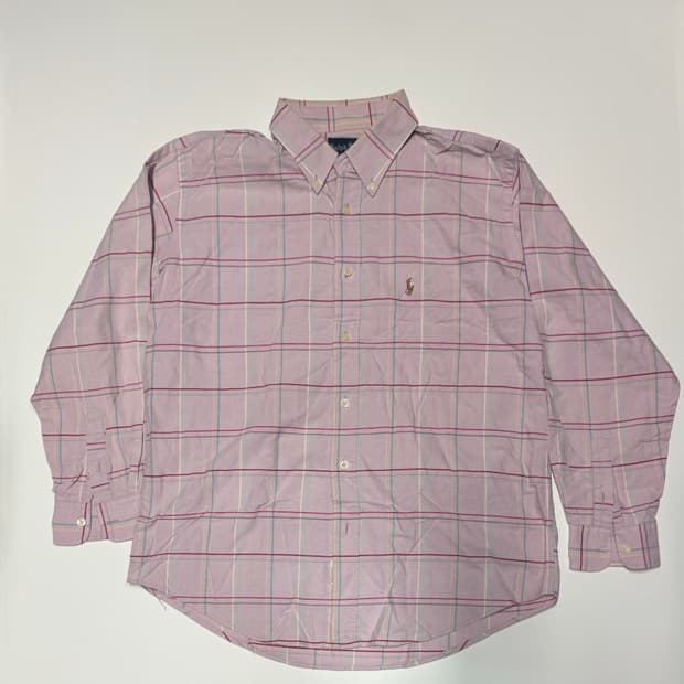폴로 랄프로렌 오버핏 핑크 체크셔츠 L ~ XL
