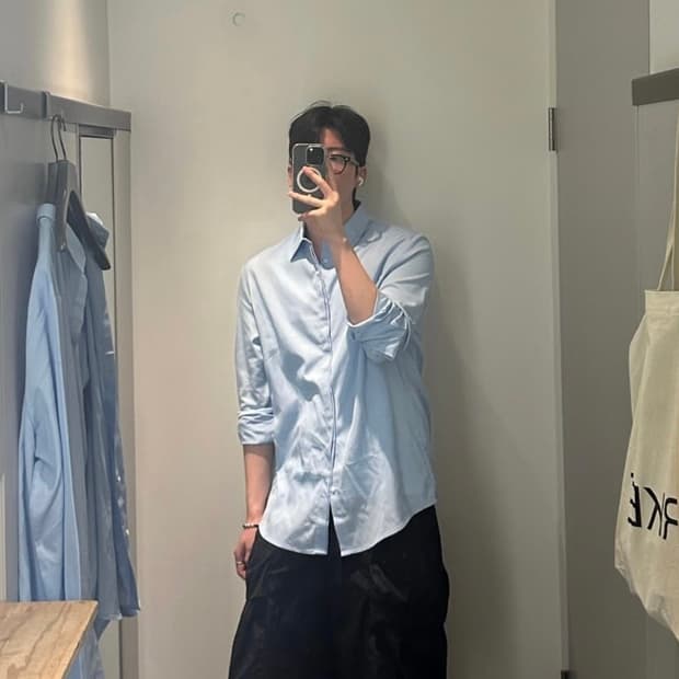 L) 코스 cos 릴랙스드 오버셔츠 스카이블루