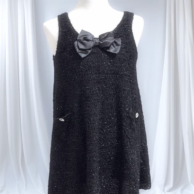 빈티지 리본 큐빅 원피스