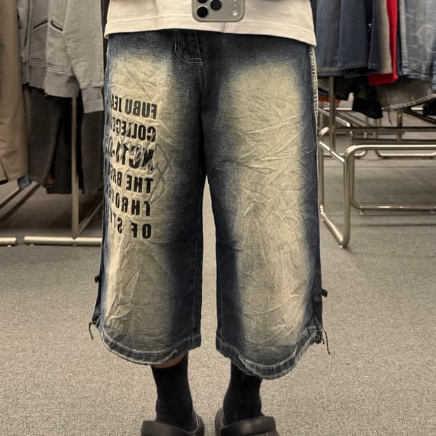 Os)Fubu 빈티지 올드스쿨 힙합 버뮤다 데님팬츠