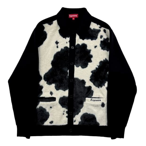슈프림 카우 프린트 가디건 블랙