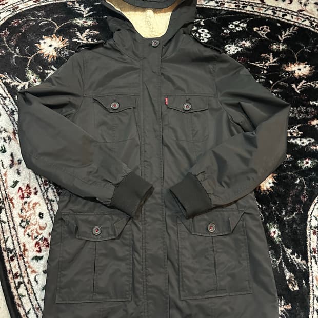 리바이스 후드 야상 점퍼 블랙 M