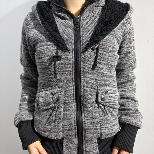 일본 빈티지 CRYX 락펑크 실버 버튼 후드집업