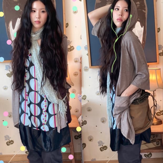 하라주쿠 도트소녀 빈티지 코디세트 4pcs