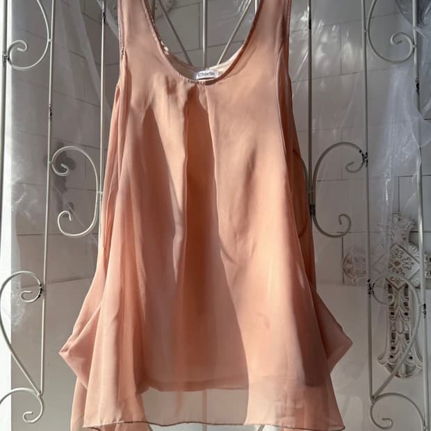 Salmon chiffon sleeveless top