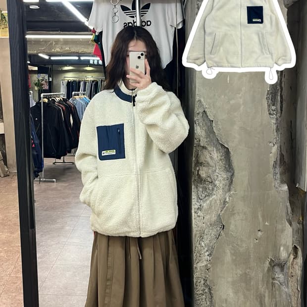 브라운 브레스 플리스 자켓 화이트 XL #csz2484