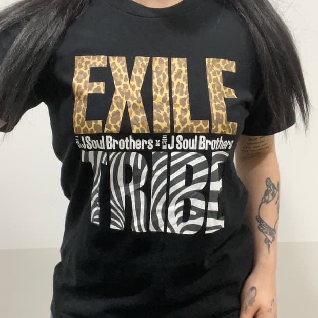 EXILE TRIBE 레오파드 스컬 프린팅 반팔 티셔츠