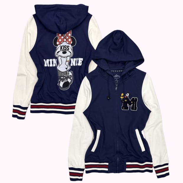 MICKEY&MINNIE patch printing hood zip-up