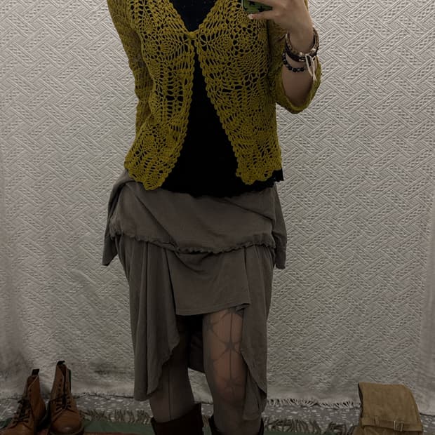 빈티지 보헤미안 오리엔탈 시스루 레이어드 니트 가디건 K0095