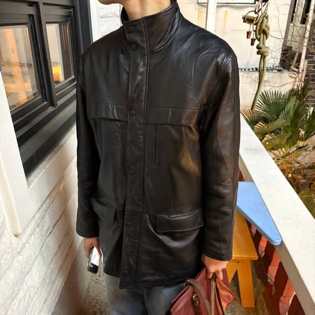 vtg lambskin snap carcoat