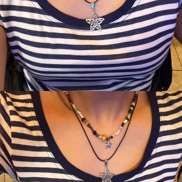 빈티지 비즈 별 목걸이 /  woodland star necklace