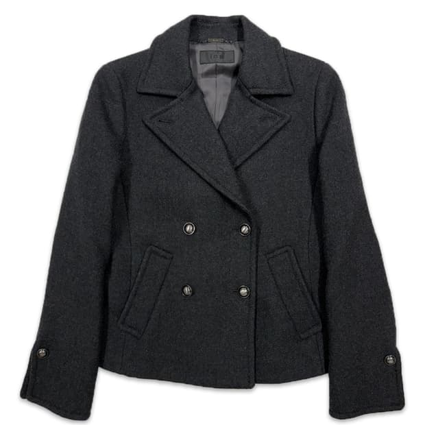 빈티지 iCB 그레이 슬림핏 울 숏 더블 코트