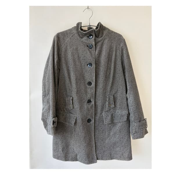 그레이&블랙 도트 발마칸 코트