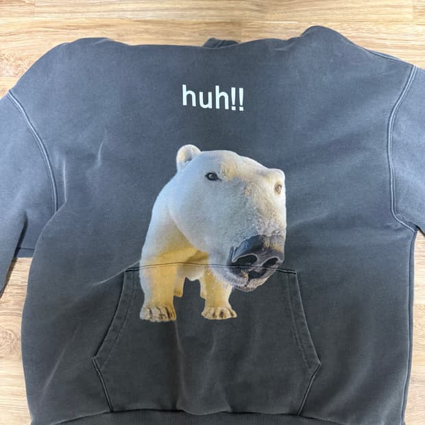 스웨이드 북극곰 후드티 L