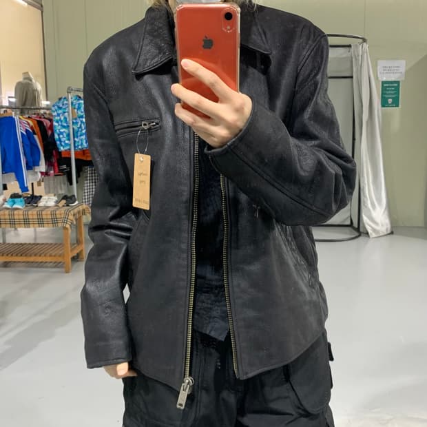 아비렉스 USA 빈티지 벨티드 지퍼 소가죽 리얼 레더 자켓 남성 M