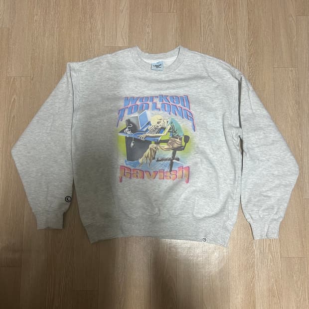 카비시 프린팅 그레이 맨투맨