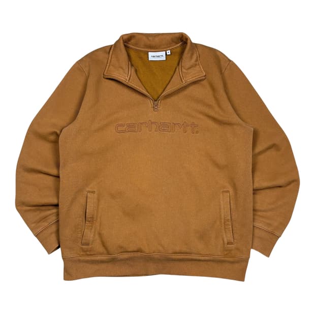 칼하트 WIP 브라운 하프집 맨투맨