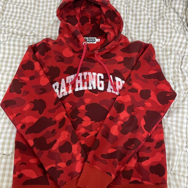 베이프 적계 카모 후드티