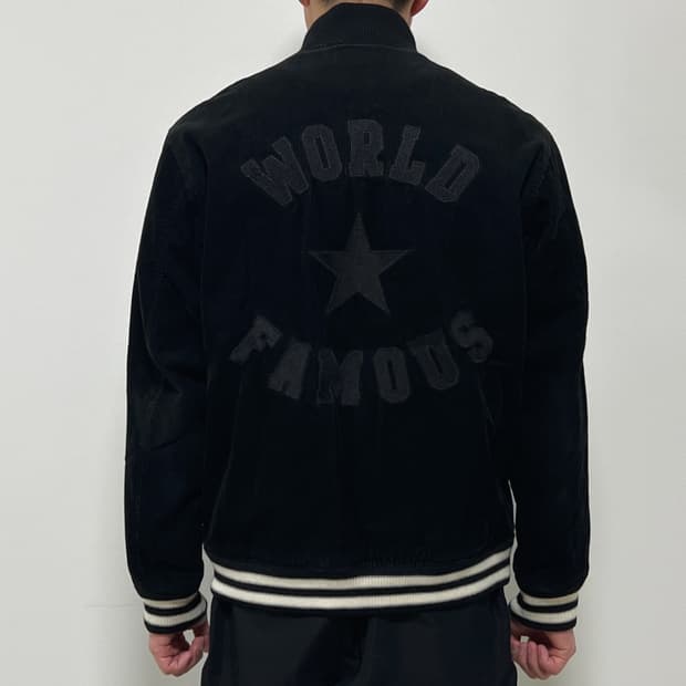 슈프림 08AW 월드 페이머스 코듀로이 바시티 자켓 블랙