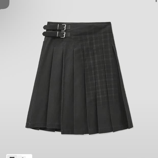 포르테나 VINTAGE CHECK WRAP PLEATS SKIRT