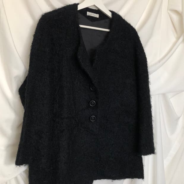 547. black soft midi hoodie coat