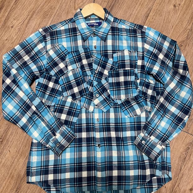 준야와타나베 패치 체크 셔츠