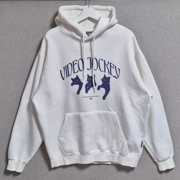 XL ) VIDEO JOCKEY 비디오자키 화이트 기모 후드티 