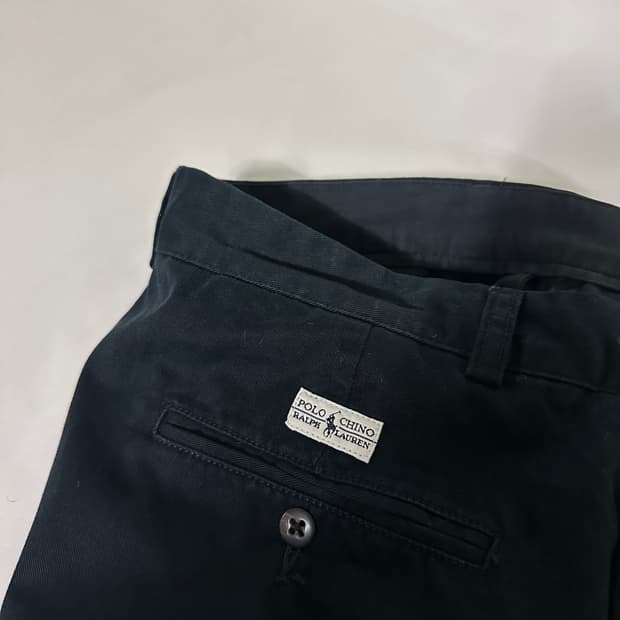 L 32 폴로 랄프로렌 블랙 루즈테이퍼드 투턱 치노팬츠