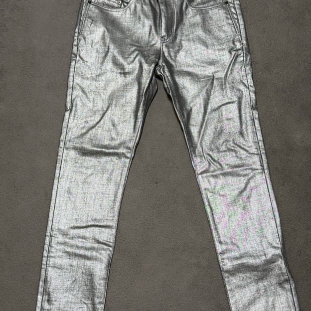 생로랑 18ss 실버 포일 코팅진