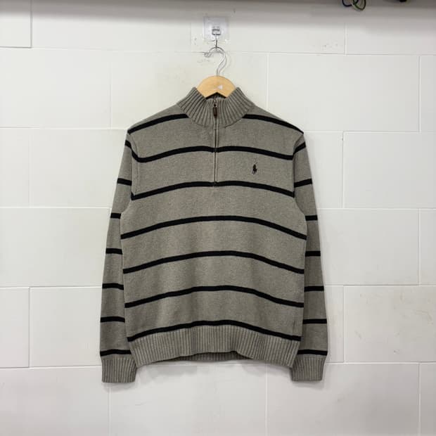 폴로랄프로렌 스트라이프 반집업 니트