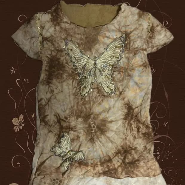 빈티지 타이다이 나비비즈 매쉬 반팔