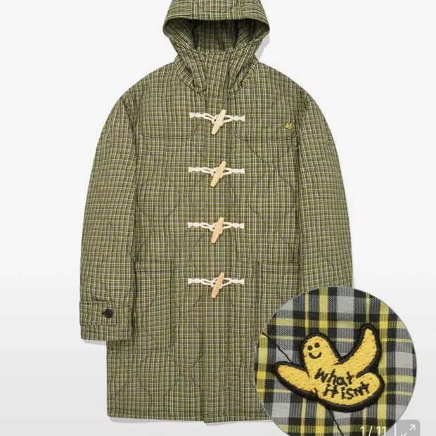 와키윌리 퀄팅 체크 더플코트 옐로우