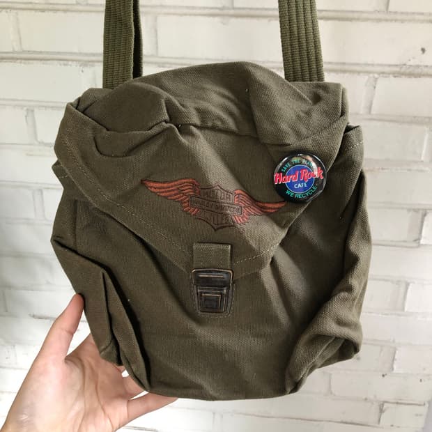 할리데이비슨 카키 코튼 크로스백