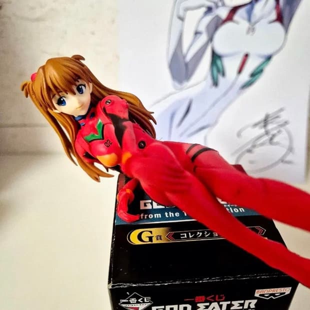 고전 에반게리온 아스카 미소녀 피규어 갓 이터 글레스 세트