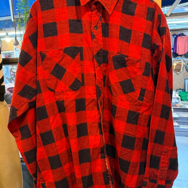 빈티지 레드 플란넬 체크셔츠