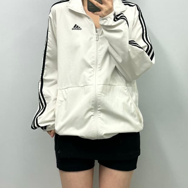 아디다스 사이드라인 화이트 바람막이