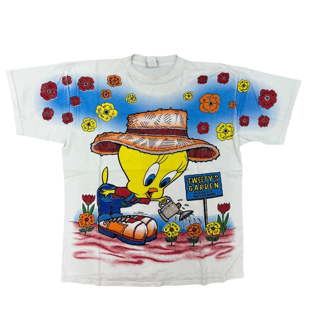 빈티지 90s Looney Tunes Tweety AOP 티셔츠