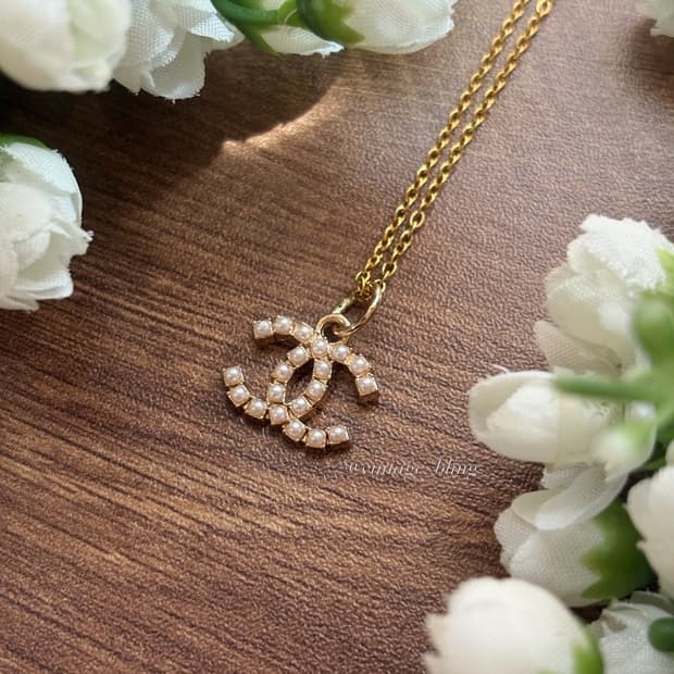 샤넬 쁘띠CC 펄 골드 목걸이 