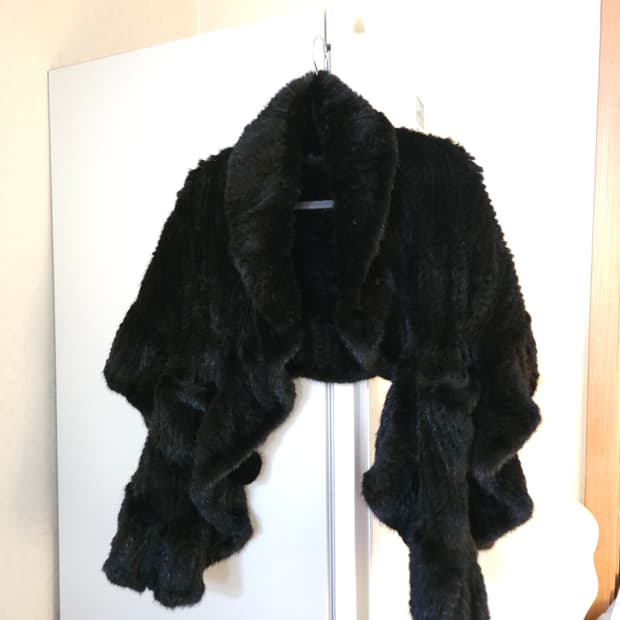 블랙 밍크 숄 볼레로 스타일