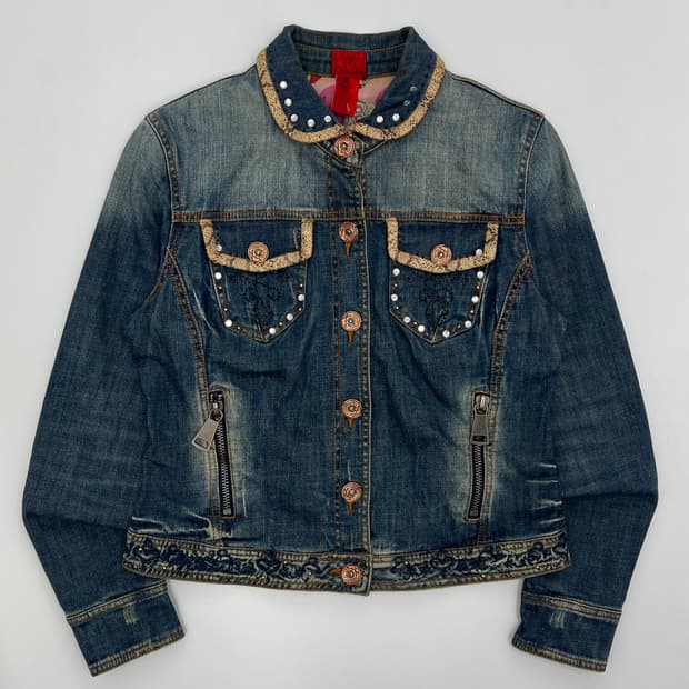 빈티지 비즈 디테일 데님자켓