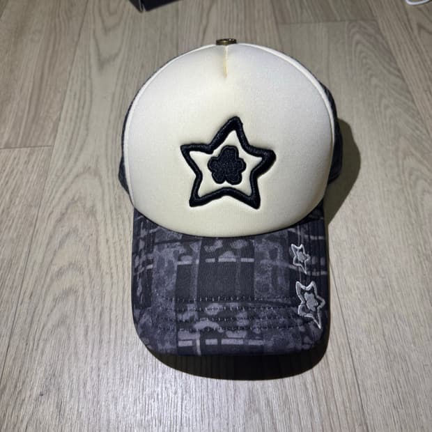 스타팀 starteam 카모 플레이드 트러커캡 메쉬캡 블랙