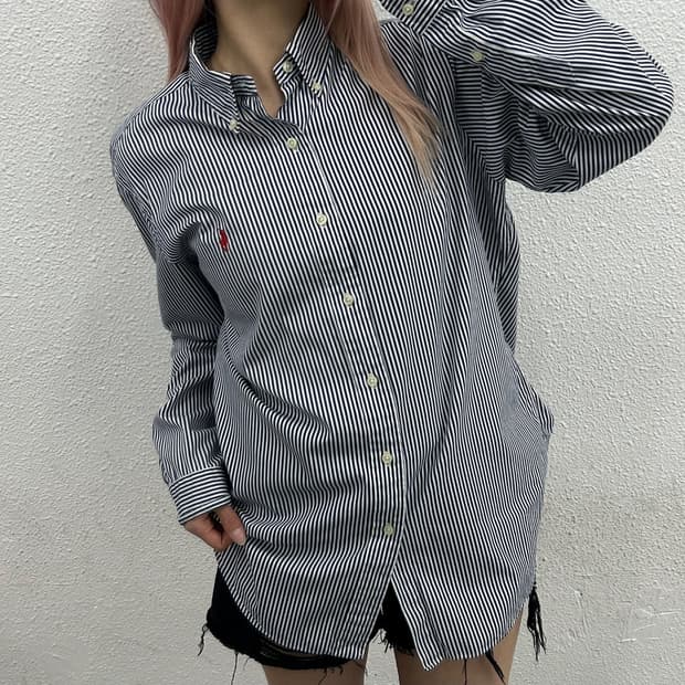 폴로 랄프로렌 레드포니 네이비 스트라이프 셔츠 M