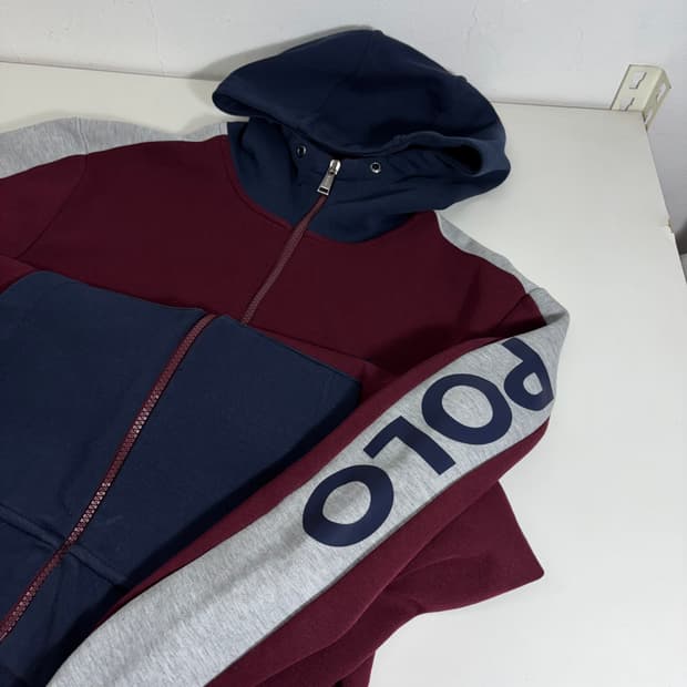 L 폴로 랄프로렌 버건디 레터링 후드집업