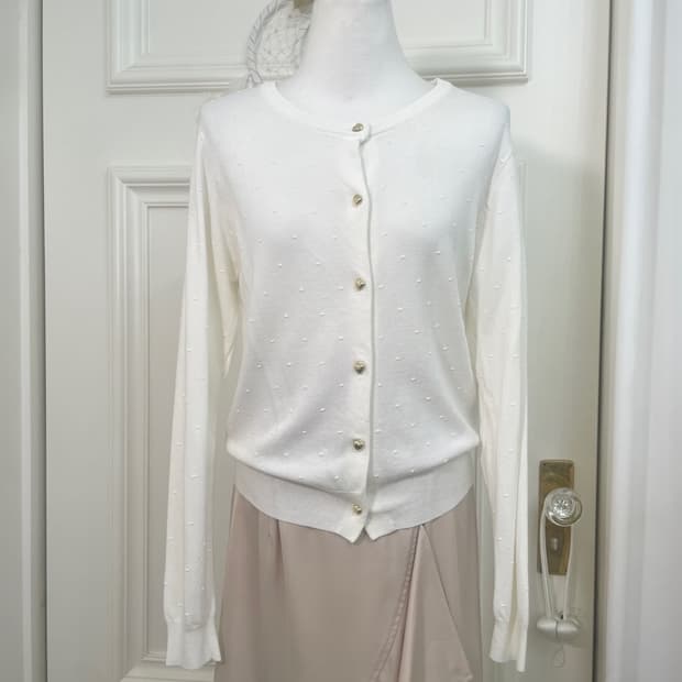 white dot heart button cardigan(size-F)