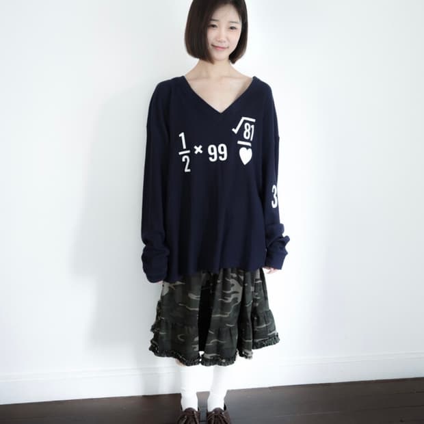 인앤양인하모니 루트 브이넥 와플니트